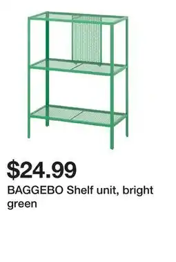Ikea BAGGEBO Shelf unit, bright green offer