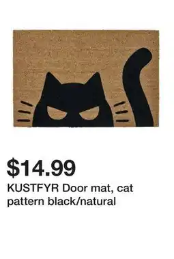 Ikea KUSTFYR Door mat, cat pattern black/natural offer
