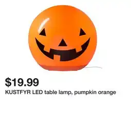 Ikea KUSTFYR LED table lamp, pumpkin orange offer