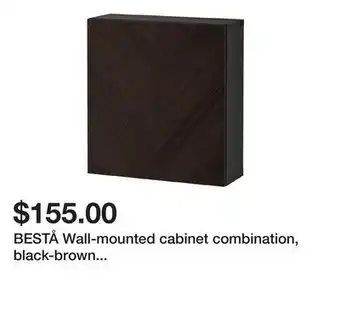Ikea BESTÅ Wall-mounted cabinet combination, black-brown Hedeviken/dark-brown stained oak veneer offer