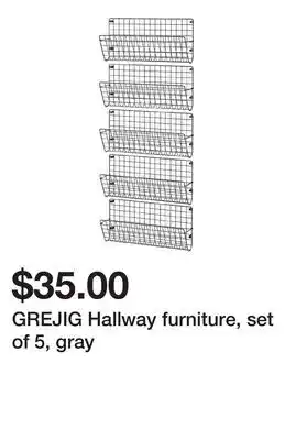 Ikea GREJIG Hallway furniture, set of 5, gray offer