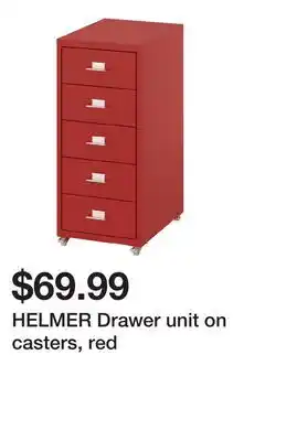 Ikea HELMER Drawer unit on casters, red offer