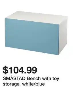 Ikea SMÅSTAD Bench with toy storage, white/blue offer