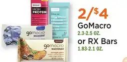 Heinen's GoMacro 2.3-2.5 OZ. or RX Bars 1.83-2.1 OZ offer
