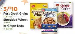 Heinen's Post Great Grains 13.5-16 OZ., Shredded Wheat 15-18 OZ. or Grape-Nuts 18-20.5 OZ offer