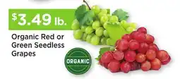 Heinen's Organic Red or Green Seedless Grapes offer
