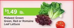 Heinen's Midwest Grown Green, Red or Romaine Leaf Lettuce offer