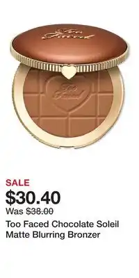 Ulta Beauty Too Faced Chocolate Soleil Matte Blurring Bronzer offer