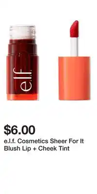 Ulta Beauty e.l.f. Cosmetics Sheer For It Blush Lip + Cheek Tint offer