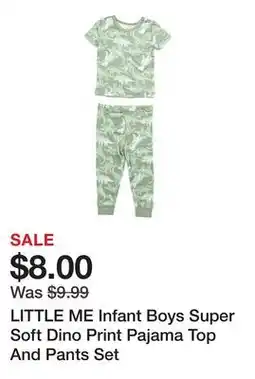 Marshalls LITTLE ME Infant Boys Super Soft Dino Print Pajama Top And Pants Set offer