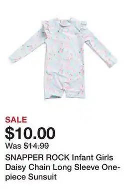 Marshalls SNAPPER ROCK Infant Girls Daisy Chain Long Sleeve One-piece Sunsuit offer