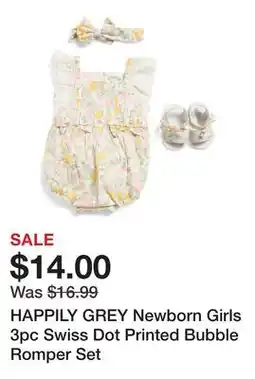 Marshalls HAPPILY GREY Newborn Girls 3pc Swiss Dot Printed Bubble Romper Set offer