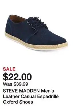Marshalls STEVE MADDEN Men's Leather Casual Espadrille Oxford Shoes offer