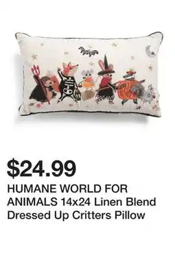 Marshalls HUMANE WORLD FOR ANIMALS 14x24 Linen Blend Dressed Up Critters Pillow offer
