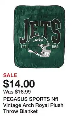 Marshalls PEGASUS SPORTS Nfl Vintage Arch Royal Plush Throw Blanket offer