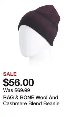 Marshalls RAG & BONE Wool And Cashmere Blend Beanie offer