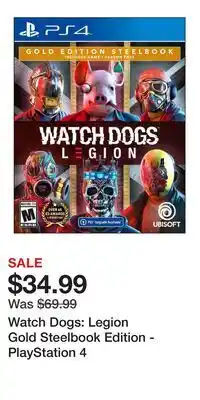 Game Stop Watch Dogs: Legion Gold Steelbook Edition - PlayStation 4 offer