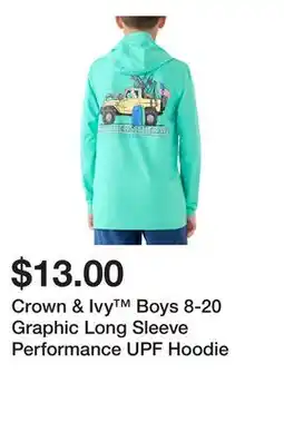 Belk Crown & Ivy Boys 8-20 Graphic Long Sleeve Performance UPF Hoodie offer