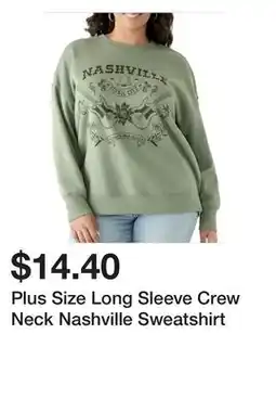 Belk Plus Size Long Sleeve Crew Neck Nashville Sweatshirt offer