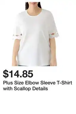 Belk Plus Size Elbow Sleeve T-Shirt with Scallop Details offer