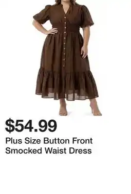 Belk Plus Size Button Front Smocked Waist Dress offer
