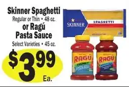 Sellers Bros Skinner Spaghetti or Ragu Pasta Sauce offer