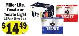 Sellers Bros Miller Lite, Tecate or Tecate Light offer