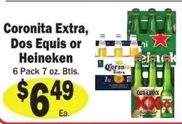 Sellers Bros Coronita Extra, Dos Equis or Heineken offer