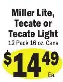 Sellers Bros Miller Lite, Tecate or Tecate Light offer