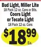 Sellers Bros Bud Light, Miller Lite or Coors Light or Tecate Light offer