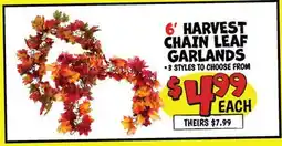 Ollie's 6' HARVEST CHAIN LEAF GARLANDS offer