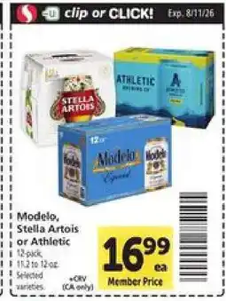 Safeway Modelo, Stella Artois or Athletic offer