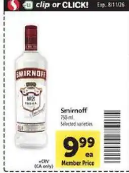 Safeway Smirnoff offer