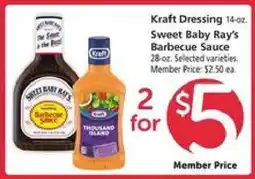 Safeway Kraft Dressing & Sweet Baby Ray's Barbecue Sauce offer
