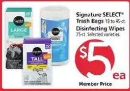 Safeway Signature SELECT Trash Bags & Disinfecting Wipes offer