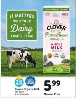 Safeway Clover Organic Milk offer