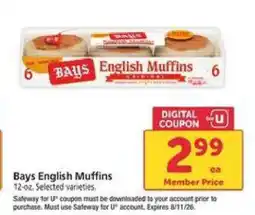 Safeway Bays English Muffins offer