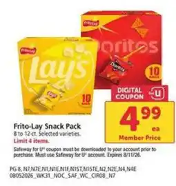 Safeway Frito-Lay Snack Pack offer