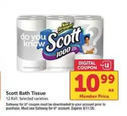 Safeway Scott Bath Tissue offer