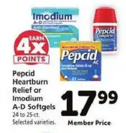 Safeway Pepcid Heartburn Relief or Imodium A-D Softgels offer