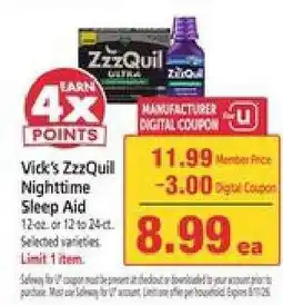 Safeway Vick's ZzzQuil Nighttime Sleep Aid offer