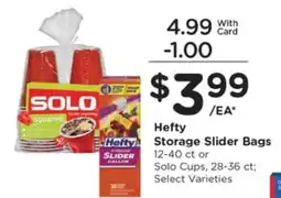 Pick'n Save Hefty Storage Slider Bags or Solo Cups offer
