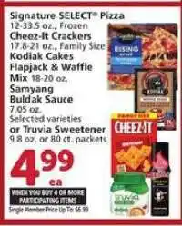 Albertsons Signature SELECT Pizza, Cheez-It Crackers, Kodiak Cakes, Samyang Buldak Sauce, Truvia Sweetener offer