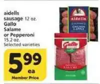 Albertsons aidells sausage or Gallo Salame offer
