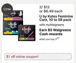Walgreens U by Kotex Feminine Care offer