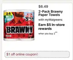 Walgreens 2-Pack Brawny Paper Towels offer