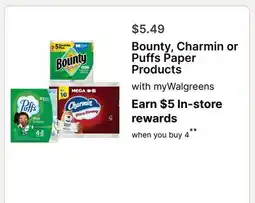 Walgreens Bounty, Charmin or Puffs Paper Products offer