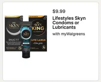 Walgreens Lifestyles Skyn Condoms or Lubricants offer