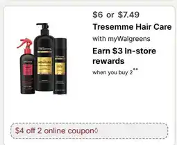 Walgreens Tresemme Hair Care offer