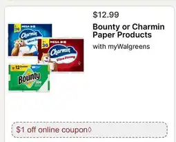 Walgreens Bounty or Charmin Paper Products offer